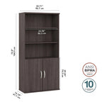 Tall 5 Shelf Bookcase with Doors