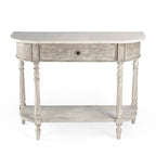 Marble Top Console Table ¨C Light Brown / Grey / Washed Black, Demilune, 1-Person Assembly