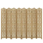 Carved Room Divider Folding Screen Room Divider with Copper Coin Pattern for Home Office Garden Terrace Paulownia Wood