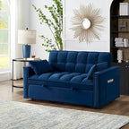 4 in1 Loveseat Sofa Bed with Armrests & Storage Pockets, Multi-Function Tufted Pull-out Sofa Bed with Adjustable Backrest