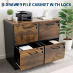 4 Drawer File Cabinet with Lock, Printer Stand, Wood Filing Cabinets for Home Office, Storage Organizer with Adjustable Hanging Rail
