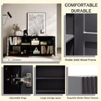 59 Modern Spiral Sideboard Buffet Cabinet, Low Profile Art Entryway Storage Cabinet with 3D Ripple Texture Doors
