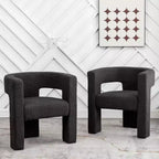 Set of 2 28 Wide Boucle Upholstered Square Armchair - Kinwell
