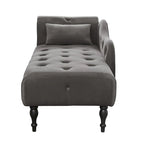 Modern 60.6  Velvet Upholstered Buttons Tufted Chaise Lounge Chair with Solid Wood Legs and Nailheads