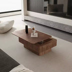 JVNOXK 38.6 Fluted Lift-Top Coffee Table with Storage, Solid Wood Veneer Adjustable Height Modern Accent Table for Living Room, Bedroom, Walnut