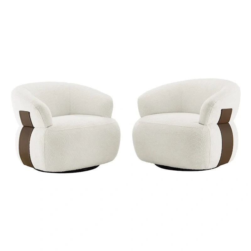 Kieon 33W 360 Swivel Modern Barrel Chair Accent Chair Set of 2