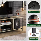 Rustic Industrial TV Stand for 55-65 TVs with Storage & Cable Management