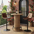 Industrial-Farmhouse Round Bistro Bar Table for Home Cafe & Office, Easy Assembly