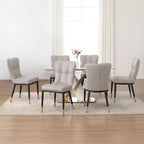 Bekrvio Dining Room Chairs Set of 6, Modern Upholstered Faux Leather Seat with High Back, Metal Legs, Armless Kitchen Chairs for Living Dinning Room