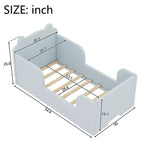 Okak Bear-Shaped Floor Bed for Ages 3-6, Toddler Bed Frame with Safety Fence, Cute Animal-Shaped Kids Bed