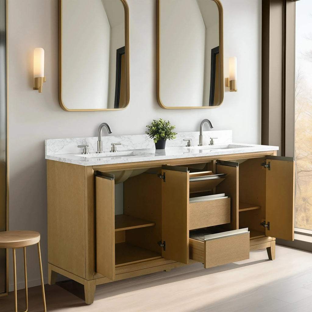 Vanity Art Bathroom Vanity with Ceramic Sink and Engineered Marble Top