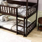Triple Twin Bunk for Kids, Twin over Twin over Twin Detachable Bunk Bed with Ladder and Guardrail, Separate into 3 Beds