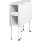 Height Adjustable Craft Table with Storage Shelves, Mobile Folding Cutting Table for Home Office Sewing Room Craft Room