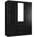 Palace Imports 100% Solid Wood Cosmo 3-Door Wardrobe Armoire with Solid Wood or Mirrored Doors