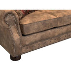 Rancho Rustic Brown Buckskin Fabric Upholstered Sleeper Sofa - 37 x 86 x 40