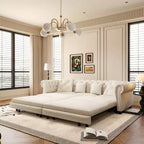 Whisen Velvet 3-in-1 King Size Pull-Out Sofa Bed & Convertible Sleeper Sofa with Movable Ottoman, Tufted Design