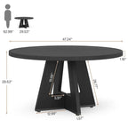 47 Inch Round Dining Table for 4, Wood Farmhouse Dinner Dinning Table for Kitchen Dining Living Room