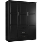 Palace Imports 100% Solid Wood Cosmo 3-Door Wardrobe Armoire with Solid Wood or Mirrored Doors