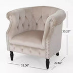 Contemporary Tufted Upholstered Club Chair with Nailhead Trim