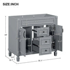 36 Modern Bathroom Vanity with Top Sink and Mirror Cabinet,2 Doors and 2 Drawers