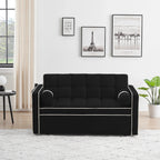 Velvet Convertible 55 2-Seater Sleeper Sofa with Pull-Out Bed, Adjustable Recline, Side Pockets, and Phone Holder