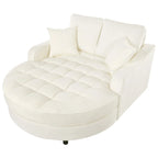 Chenille Chaise Lounge Sofa Bed, Upholstered Sofa Couch with Tufted Backrest and 2 Detachable Pillows for Living Room