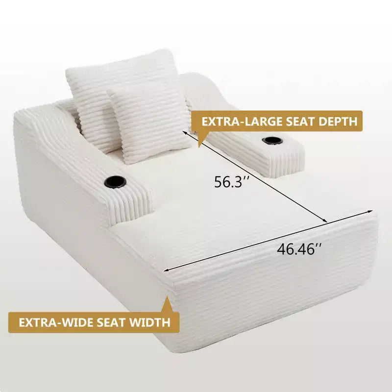 67 Chaise Lounge Chair, Indoor Sleeper Sofa Bed with 2 Pillows, Boneless Single Sofa Couch for Living Room, No Assembly Required