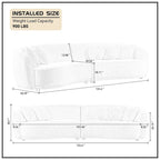 Deep Seat Curved Sectional Sofa, Boucle Fabric with 5 Throw Pillows