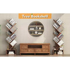 8-Tier Tree-Shaped Bookshelf Rustic-Style Open Shelving Unit Ideal for Living Rooms, Bedrooms, and Offices