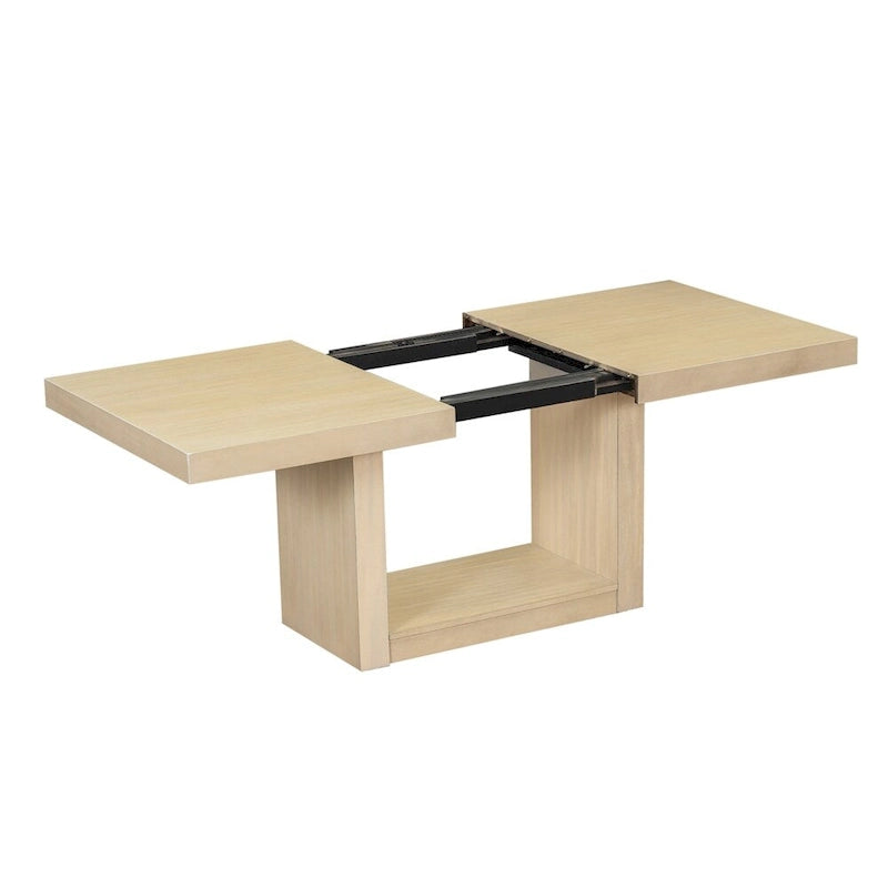 Contemporary 6-Piece 78inch Extendable Pedestal Dining Table Set