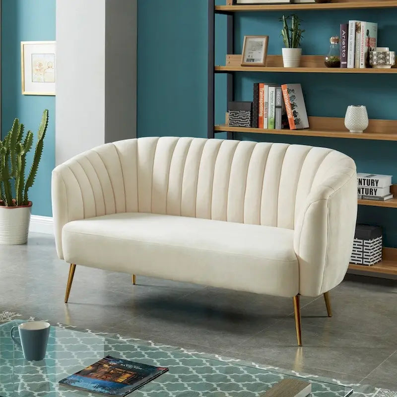 Albany Contemporary Velvet Microfiber Tufted Love Seat by Silver Orchid