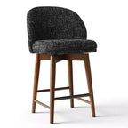 Set of 2 Modern Swivel Counter Stools with Upholstered Seat, 360 Rotating Kitchen Island or Home Bar Chairs with Solid Wood Legs-Panipeachy