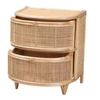 bali & pari Oleta Modern Bohemian Natural Brown Rattan 2-Drawer Nightstand