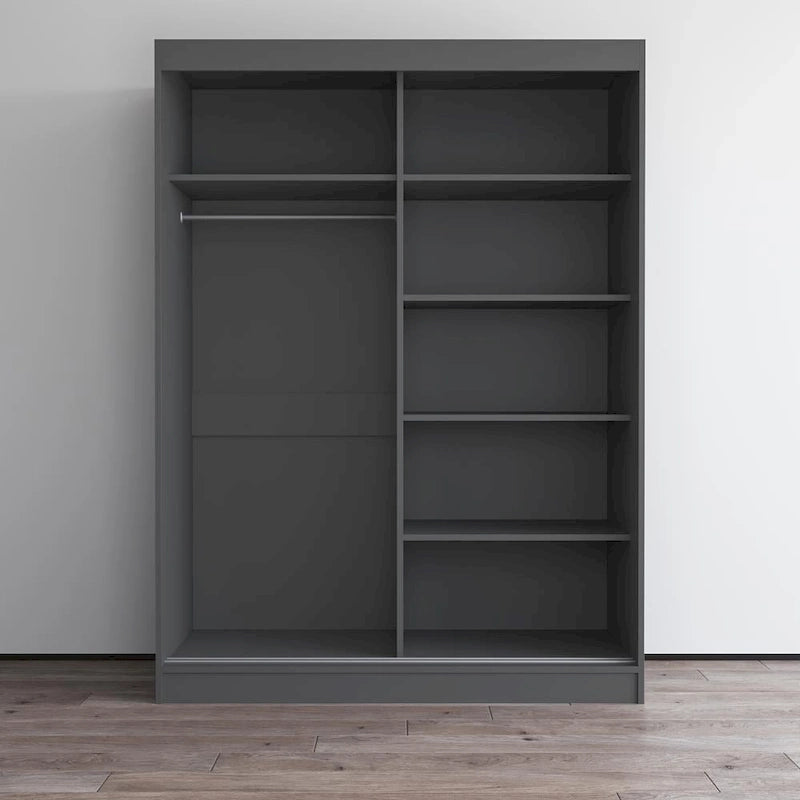 Mirrored 2-Door Wardrobe Armoire with High-Gloss Finish | 47 or 59 Wide