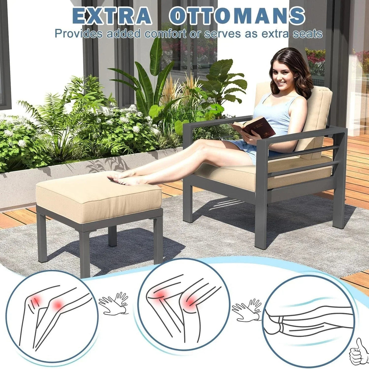 AECOJOY 7 Pieces Aluminum Patio Furniture Set Outdoor Conversation Set