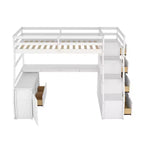 Twin Size Loft Bed with 7 Drawers, 2 Shelves, Cabinet and Desk for Kids and Teens