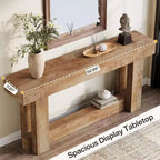 62.99-Inch Wood Console Table, 2-Tier Narrow Long Farmhouse Entryway Table