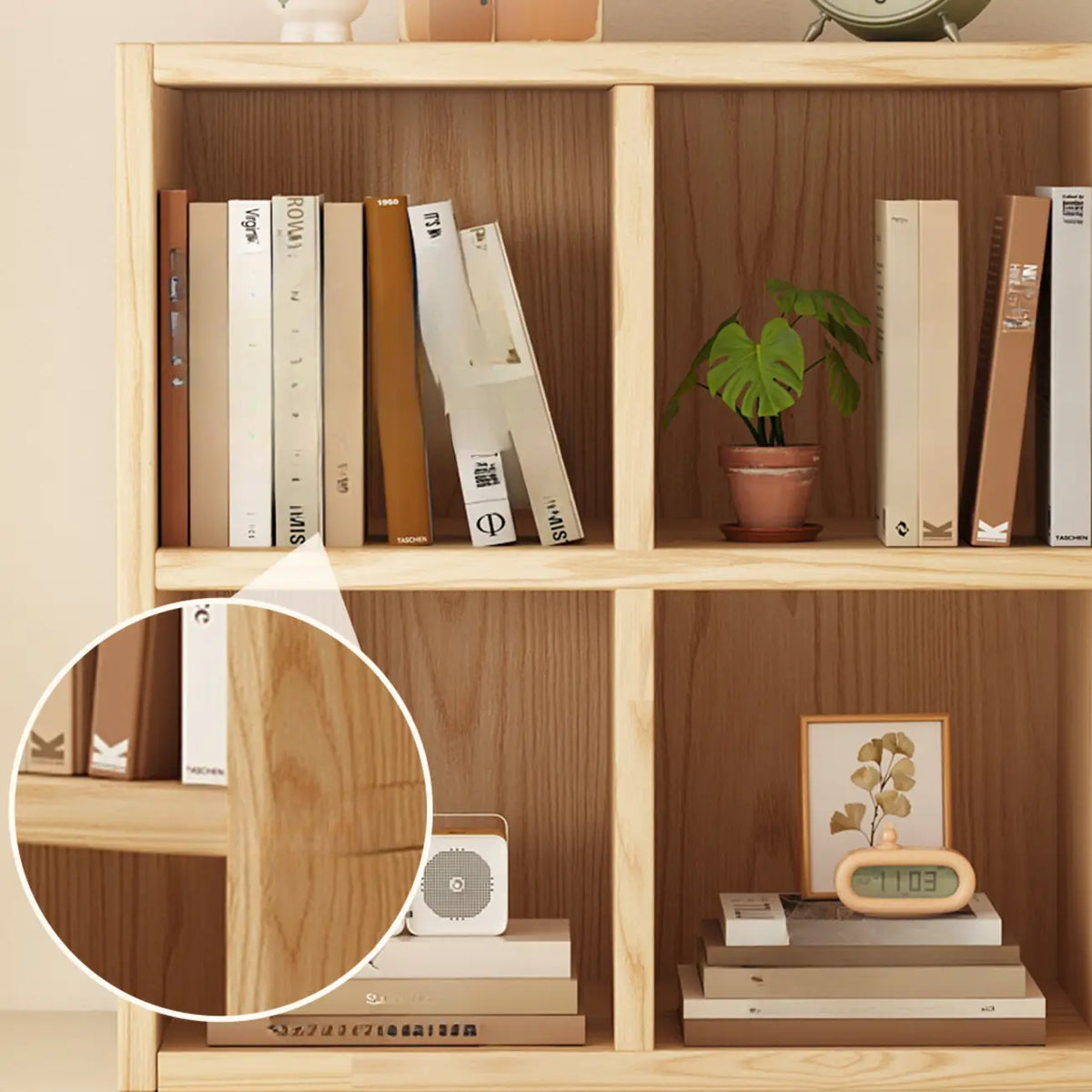Modern Horizontal Wood 8-Cube Natural Finish Bookcase