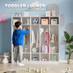 5-Section Classroom Coat Locker with 10 Cubbies, Cubby Storage Organizer with 10 Hooks for Home, School, Nursery, Kindergarten