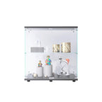 Two-door Glass Display Cabinet 2 Shelves with Door