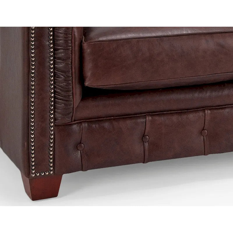 Hancock Tufted Top Grain Italian Leather Chesterfield Sofa - 31 H x 86 W x 40 D
