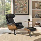 Jovan 31.5 Genuine Leather Recliner Lounge Chair with Ottoman