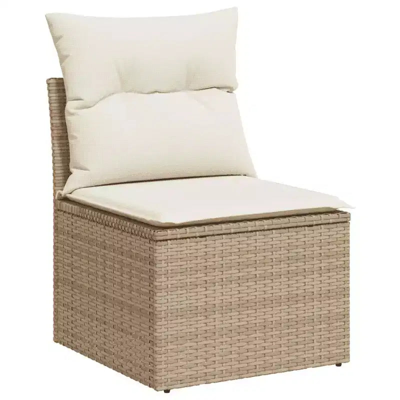 vidaXL 4 Piece Patio Sofa Set with Cushions Poly Rattan Acacia