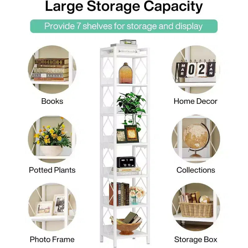 Tribesigns 78.7 Narrow Bookshelf, 7-Tier Freestanding Book Display Rack Case