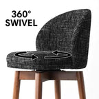 Set of 2 Modern Swivel Counter Stools with Upholstered Seat, 360 Rotating Kitchen Island or Home Bar Chairs with Solid Wood Legs-Panipeachy