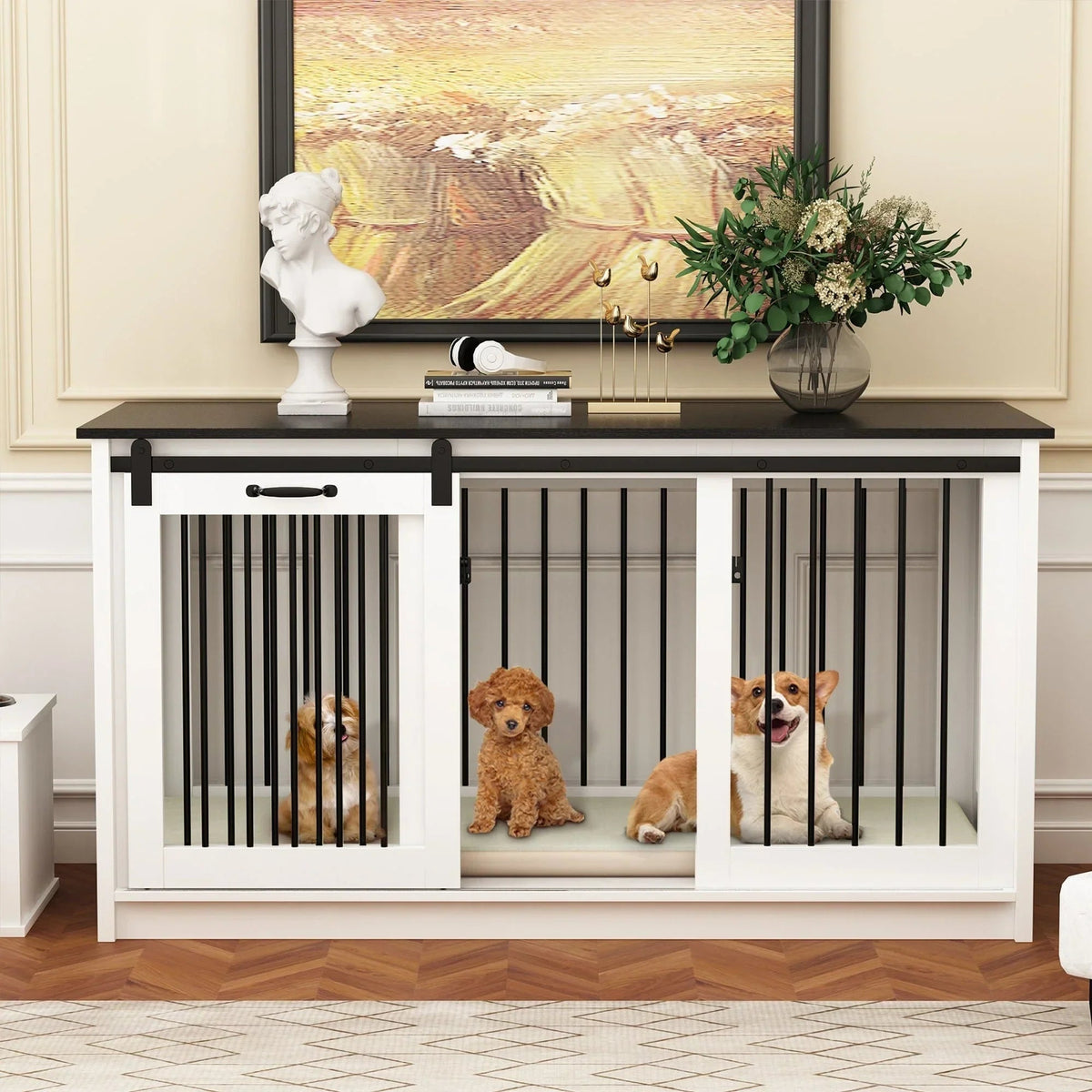 Pet Residence with Iron Tube Reinforcement Stylish & Sturdy Dog Crate