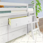 Max & Lily Twin-Size Low Loft with Pull-Out Desk and 3-Drawer Dressers