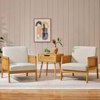 Yaheetech Set of 2 Upholstered Accent Chairs with Rattan Sides for Living Rooms, Bedrooms