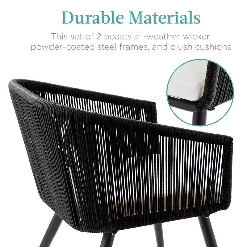 Best Choice Products Set of 2 Outdoor Patio Dining Chairs Woven Wicker Seating 250lb Capacity