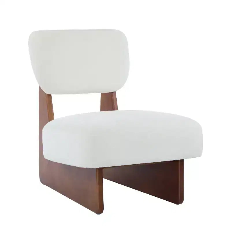 Set of 2 Modern Beige Lounge Chairs with Polyester Upholstery, Sturdy Wood Base, for Various Rooms